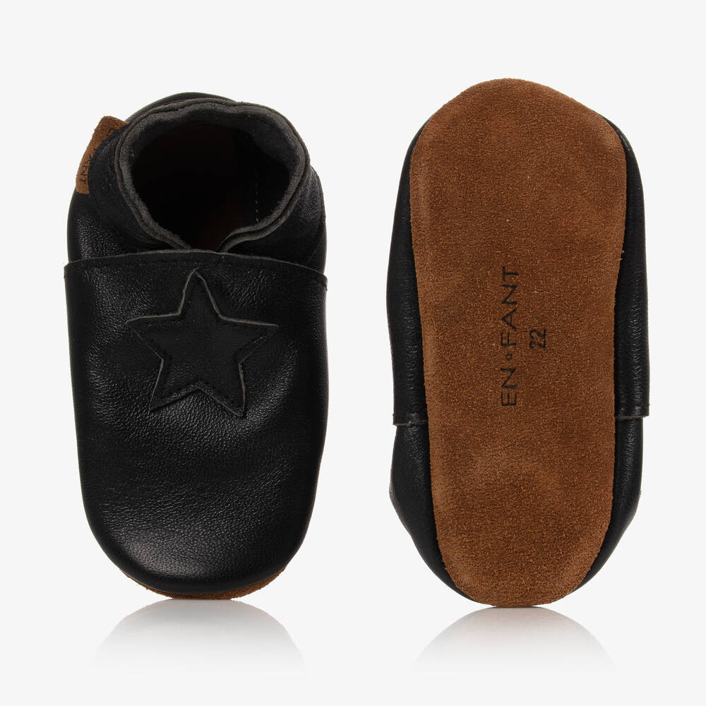 EN FANT-Черные кожаные тапочки | Childrensalon Outlet