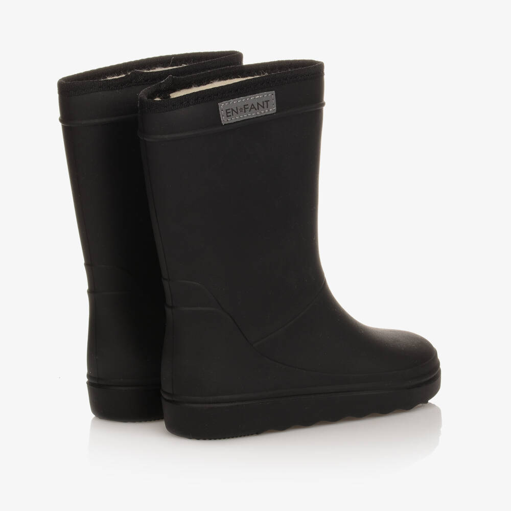 EN FANT-Black Thermal Rain Boots | Childrensalon Outlet