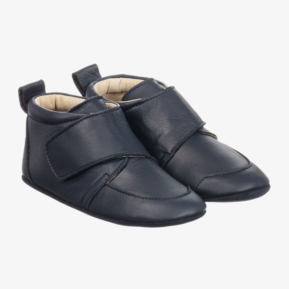 EN FANT-Blue Leather Slipper Shoes | Childrensalon Outlet