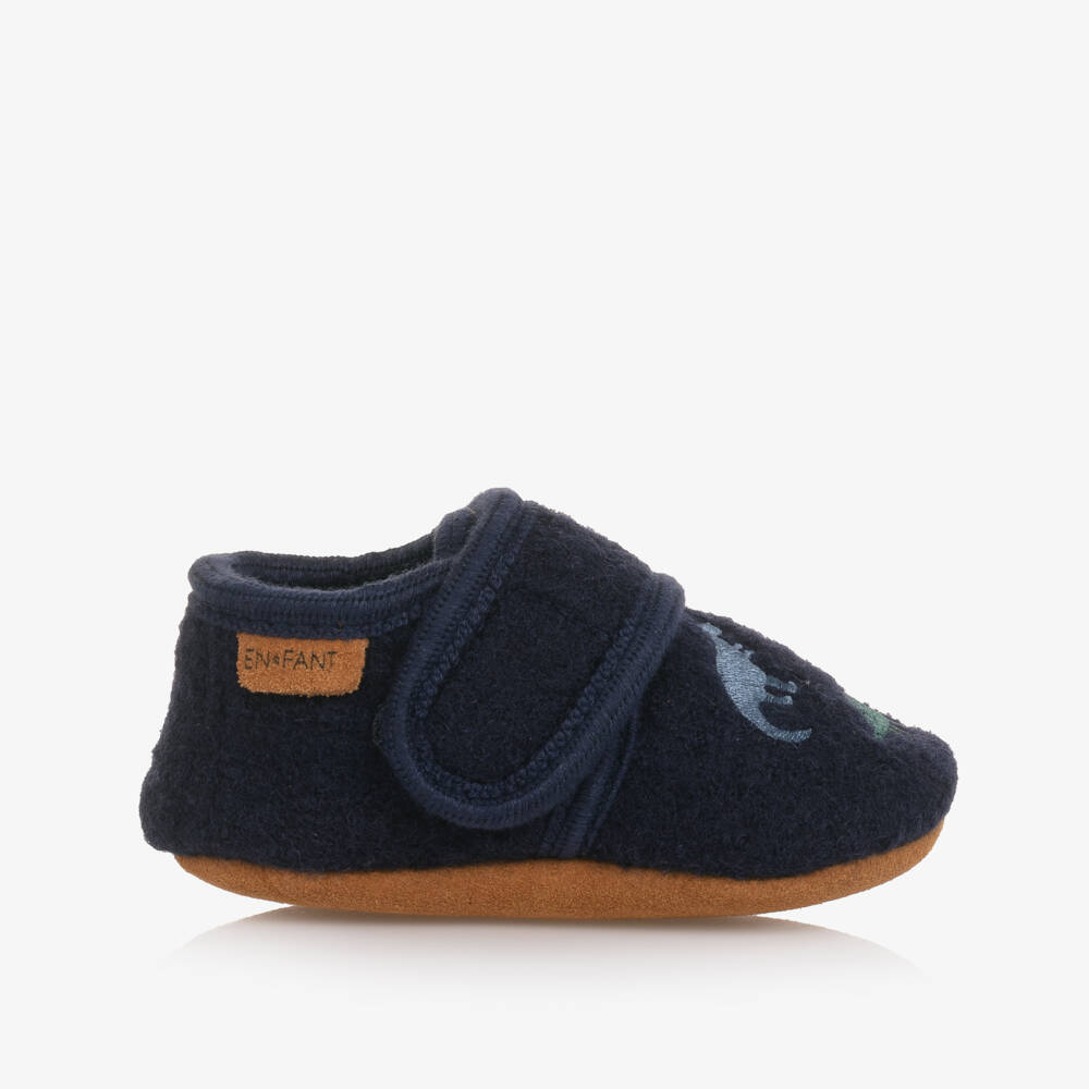 EN FANT-Boys Cozy Blue Dinosaur Slippers | Childrensalon Outlet