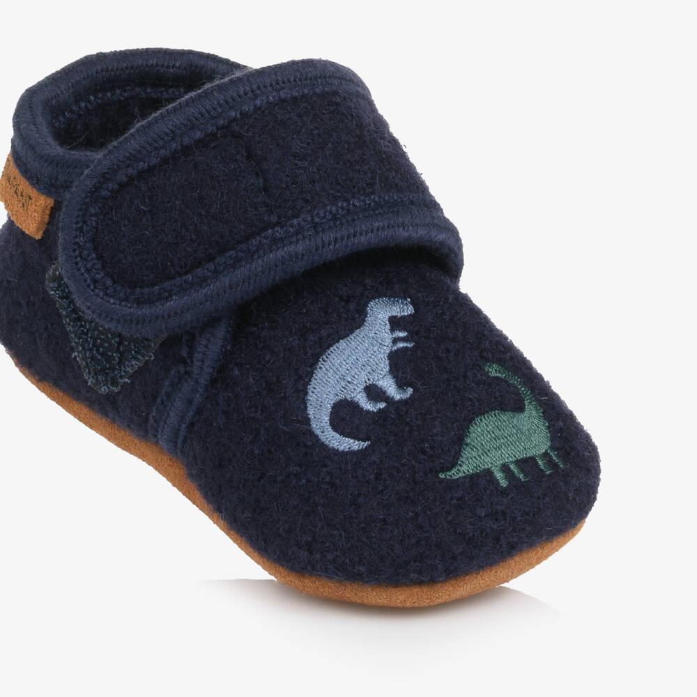EN FANT-Boys Cozy Blue Dinosaur Slippers | Childrensalon Outlet