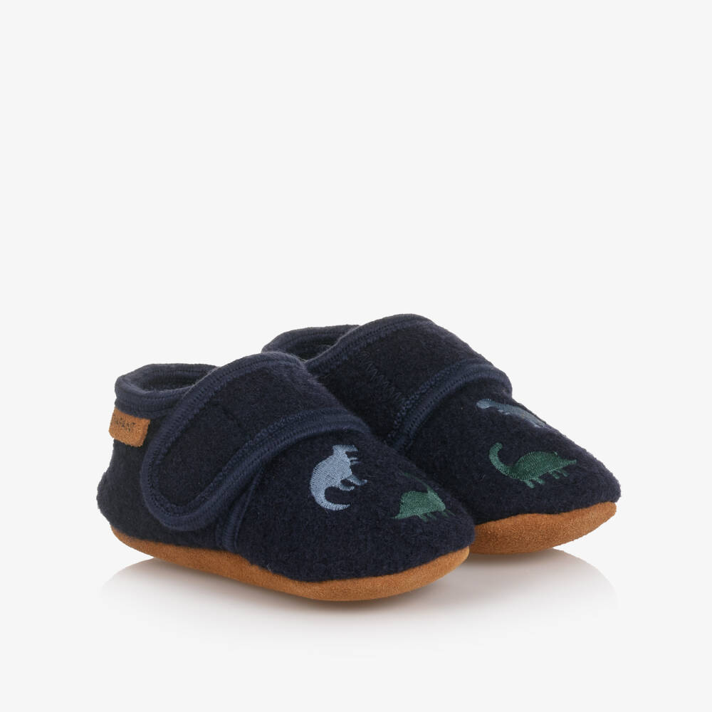 EN FANT-Boys Cozy Blue Dinosaur Slippers | Childrensalon Outlet