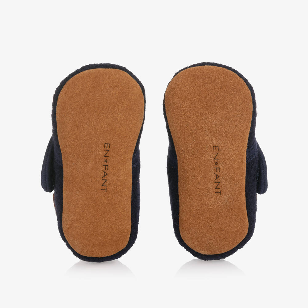EN FANT-Boys Cozy Blue Dinosaur Slippers | Childrensalon Outlet