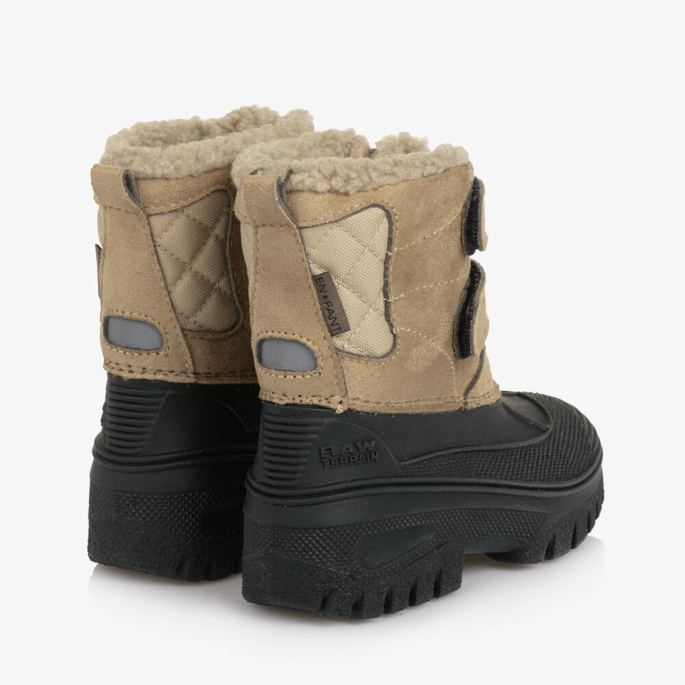 EN FANT-Boys & Girls Beige & Black Velcro Snow Boots | Childrensalon Outlet
