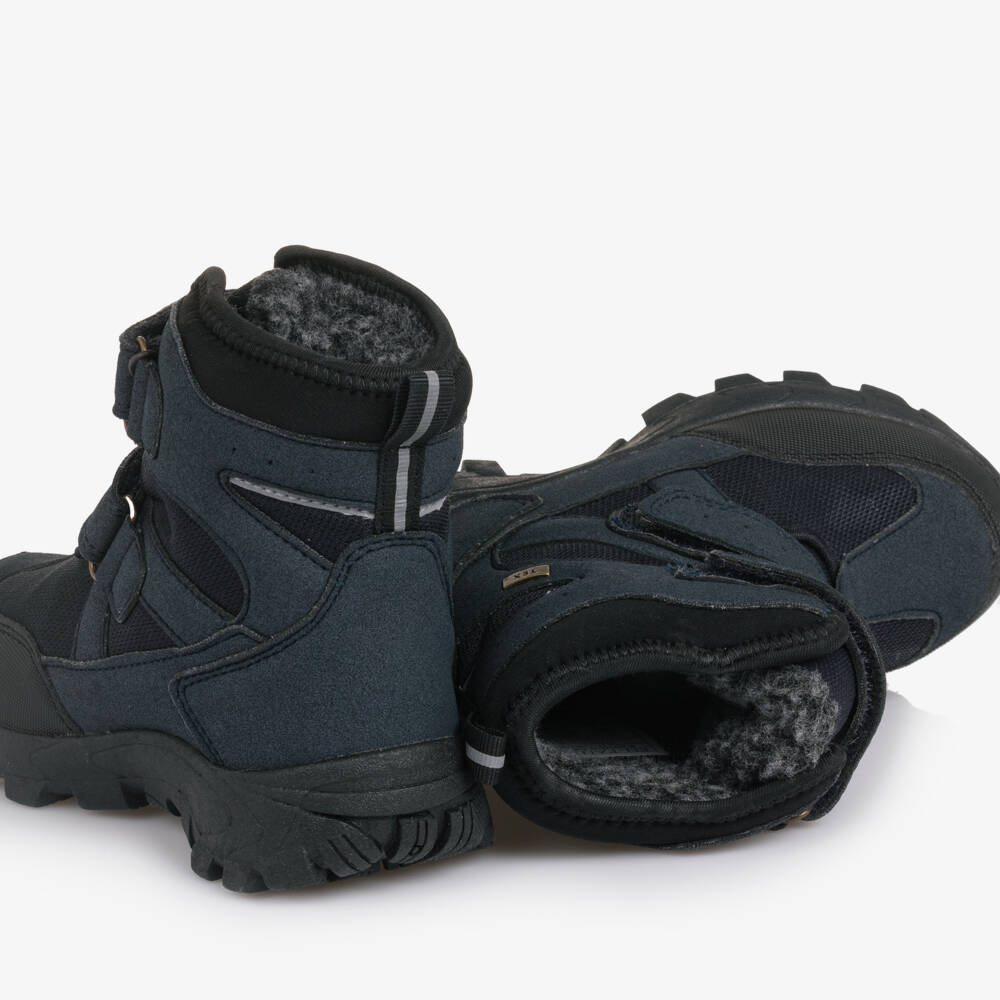 EN FANT-Boys & Girls Blue Faux Suede & Mesh Velcro Snow Boots | Childrensalon Outlet