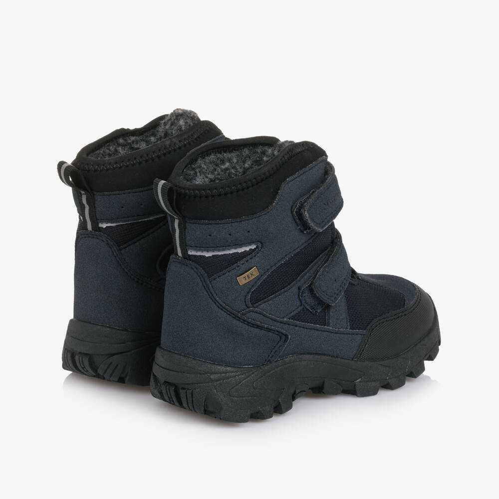 EN FANT-Boys & Girls Blue Faux Suede & Mesh Velcro Snow Boots | Childrensalon Outlet