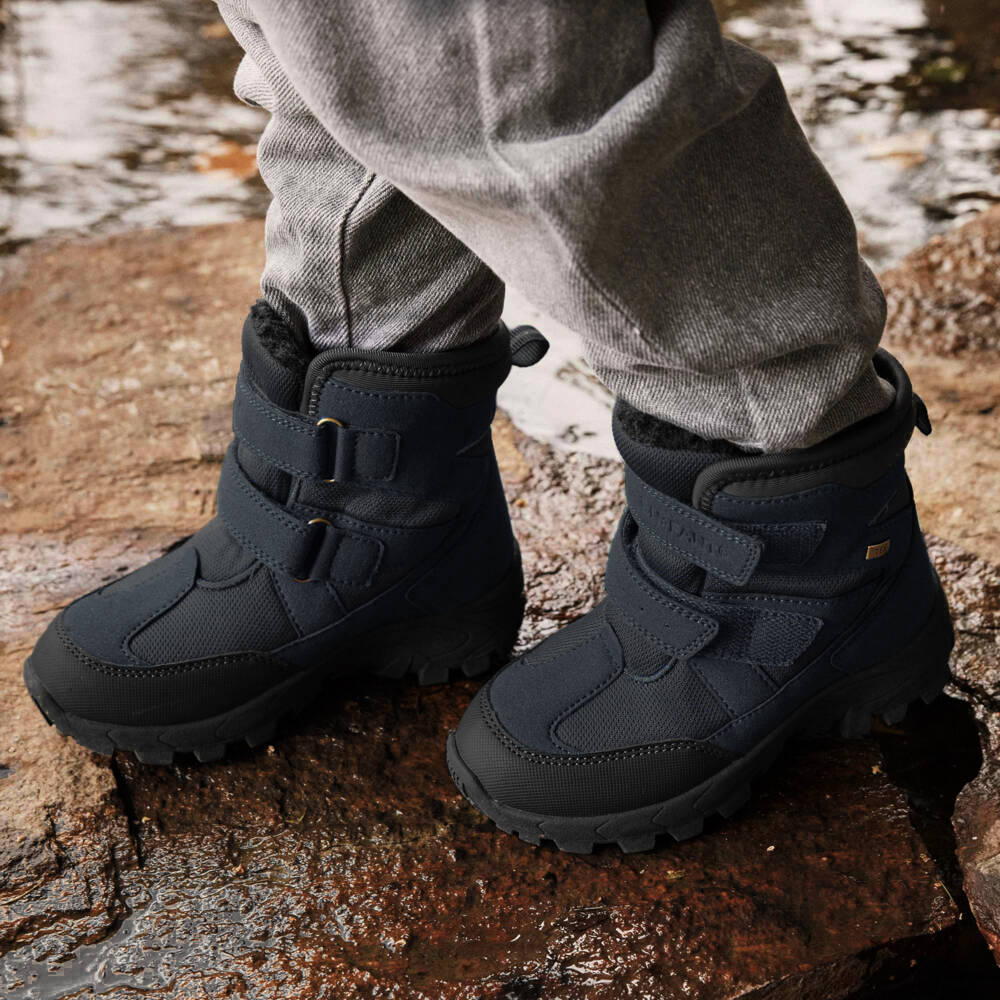 EN FANT-Boys & Girls Blue Faux Suede & Mesh Velcro Snow Boots | Childrensalon Outlet