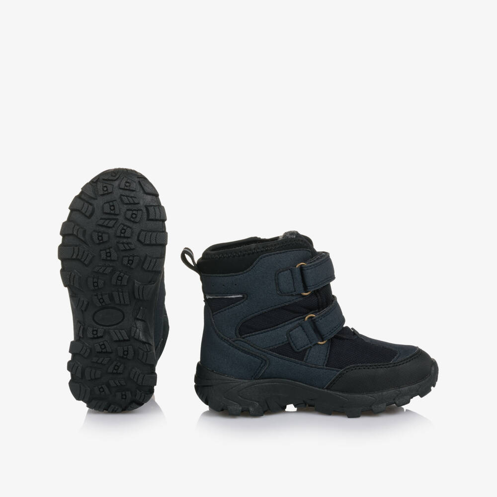 EN FANT-Boys & Girls Blue Faux Suede & Mesh Velcro Snow Boots | Childrensalon Outlet