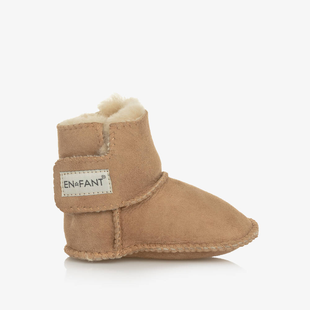 EN FANT-Уютные бежевые ботинки из овчины для малышей | Childrensalon Outlet