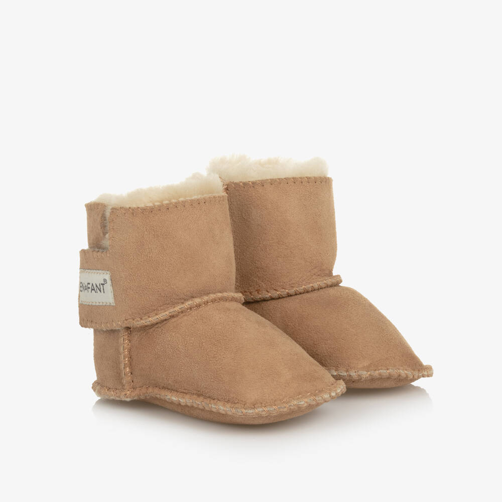 EN FANT-Уютные бежевые ботинки из овчины для малышей | Childrensalon Outlet