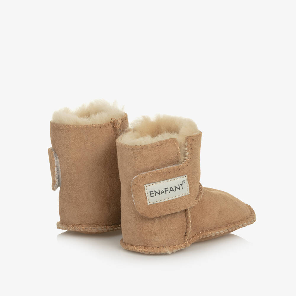 EN FANT-Уютные бежевые ботинки из овчины для малышей | Childrensalon Outlet