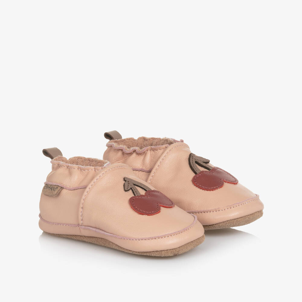 EN FANT-Girls Cherry Pink Leather Slippers | Childrensalon Outlet