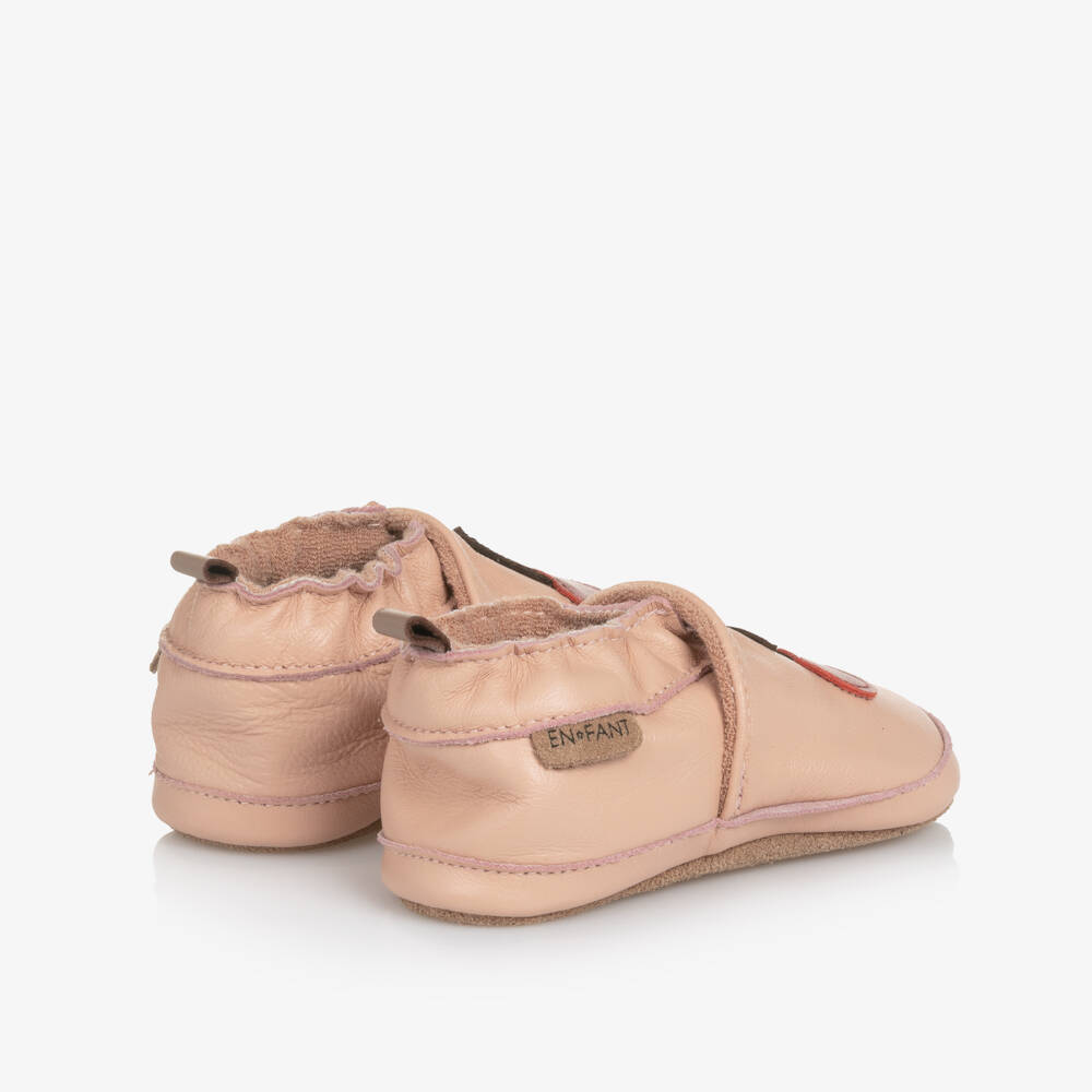 EN FANT-Girls Cherry Pink Leather Slippers | Childrensalon Outlet