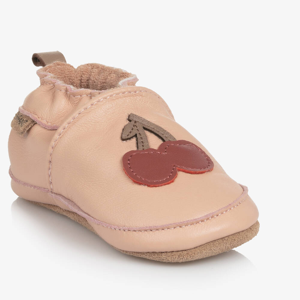 EN FANT-Girls Cherry Pink Leather Slippers | Childrensalon Outlet