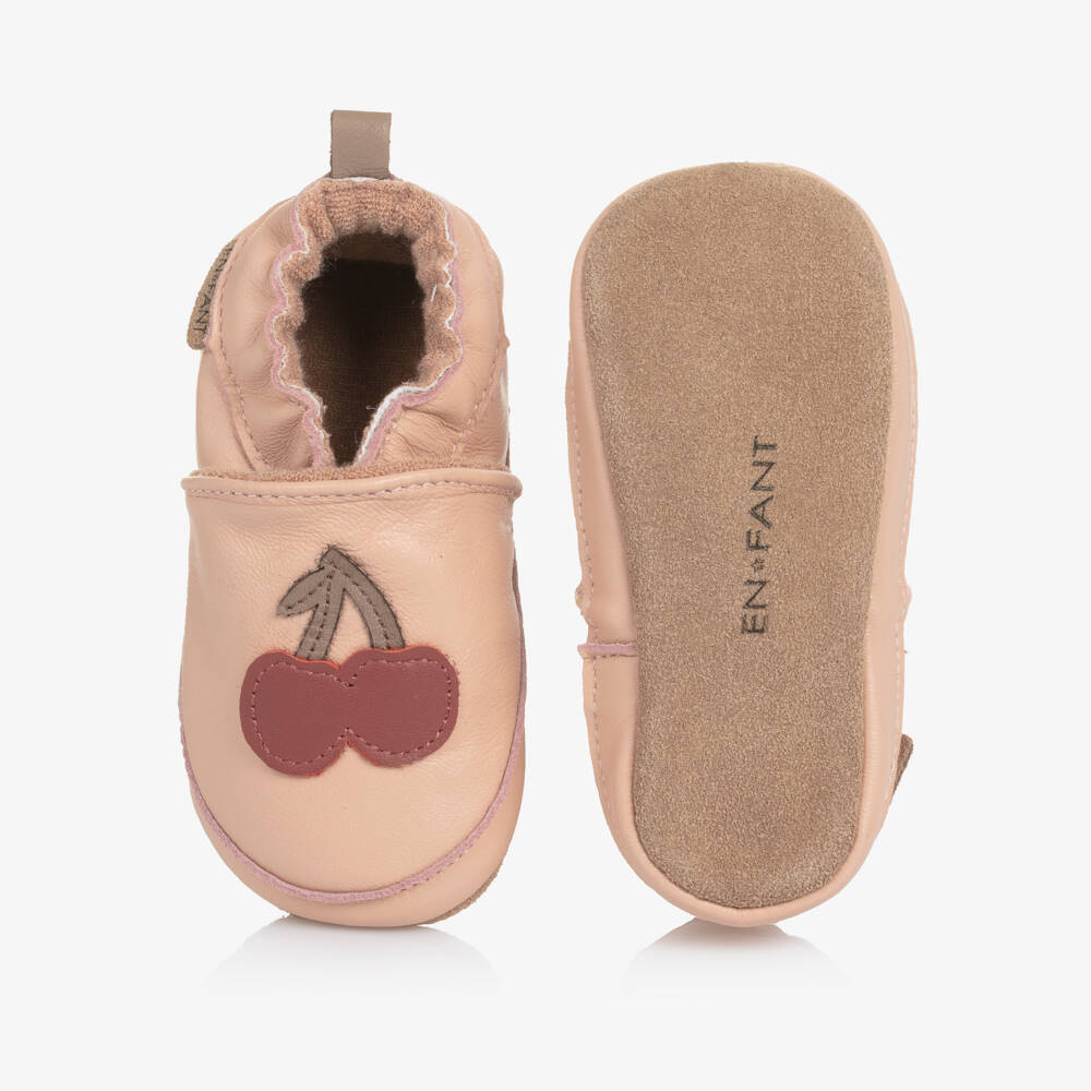 EN FANT-Girls Cherry Pink Leather Slippers | Childrensalon Outlet