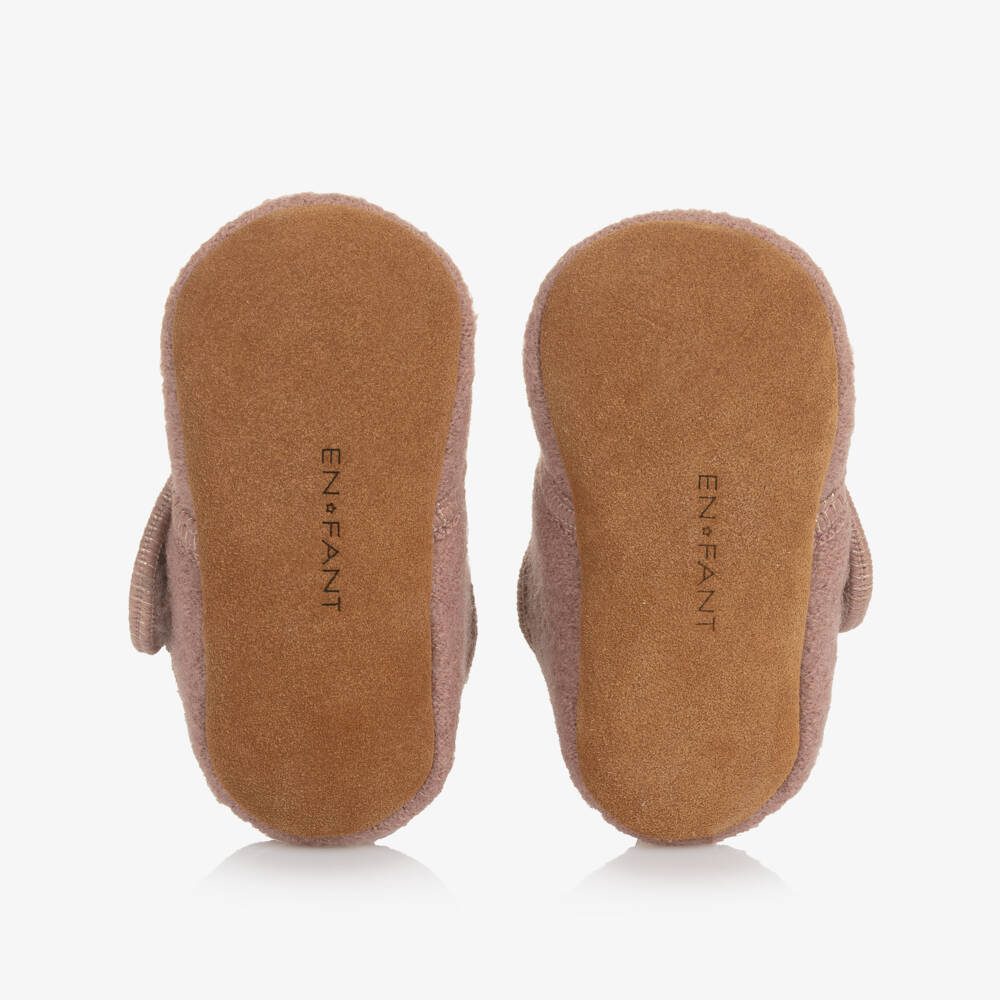 EN FANT-Girls Enchanting Pink Wool Slippers | Childrensalon Outlet