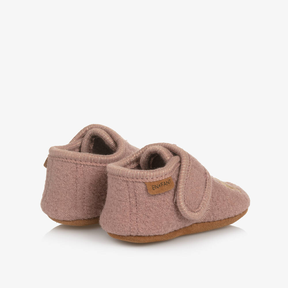 EN FANT-Girls Enchanting Pink Wool Slippers | Childrensalon Outlet