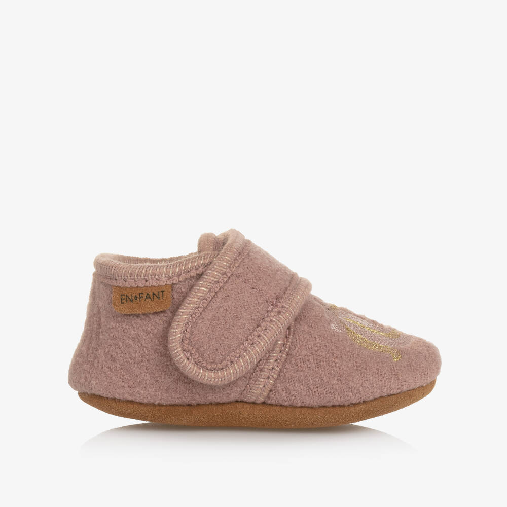EN FANT-Girls Enchanting Pink Wool Slippers | Childrensalon Outlet