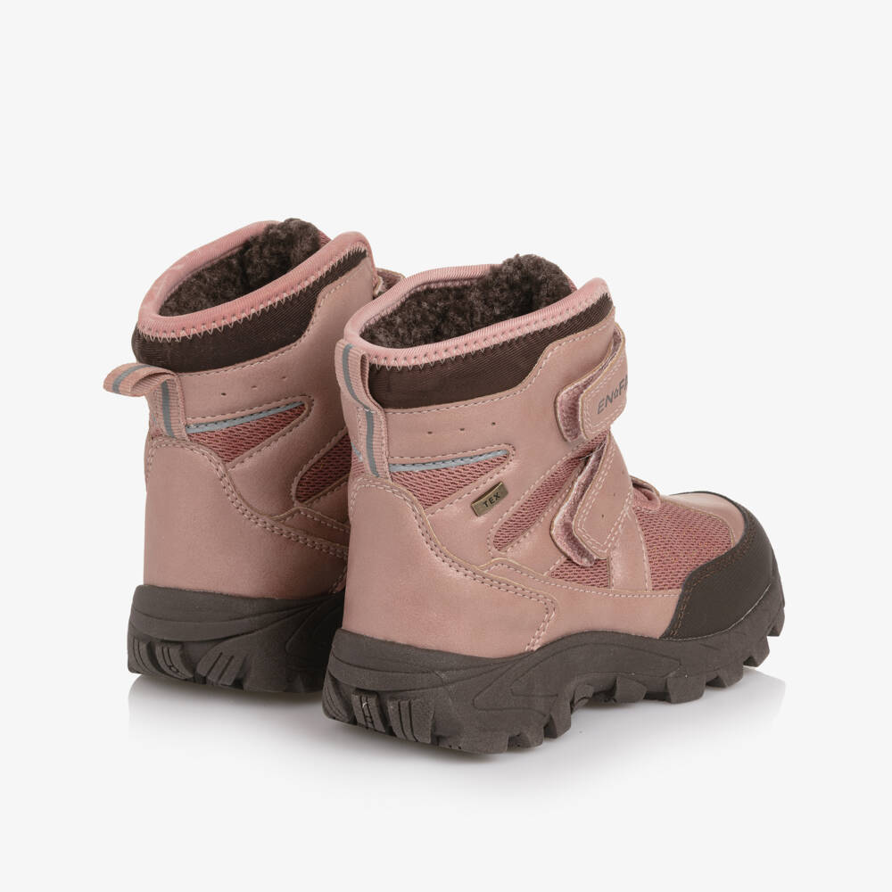 EN FANT-Girls Pink Faux Leather & Mesh Velcro Snow Boots | Childrensalon Outlet