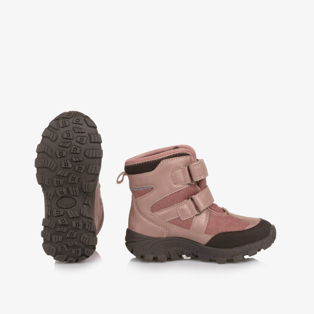 EN FANT-Girls Pink Faux Leather & Mesh Velcro Snow Boots | Childrensalon Outlet