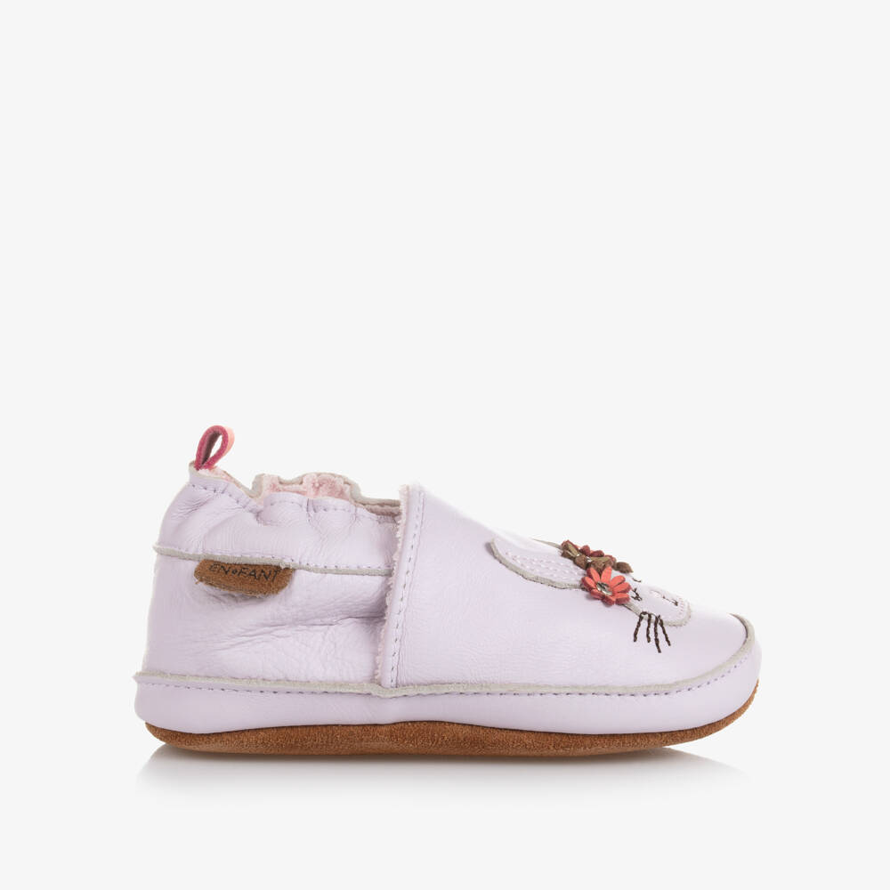 EN FANT-Розовые кожаные тапочки-зайчики для девочек | Childrensalon Outlet