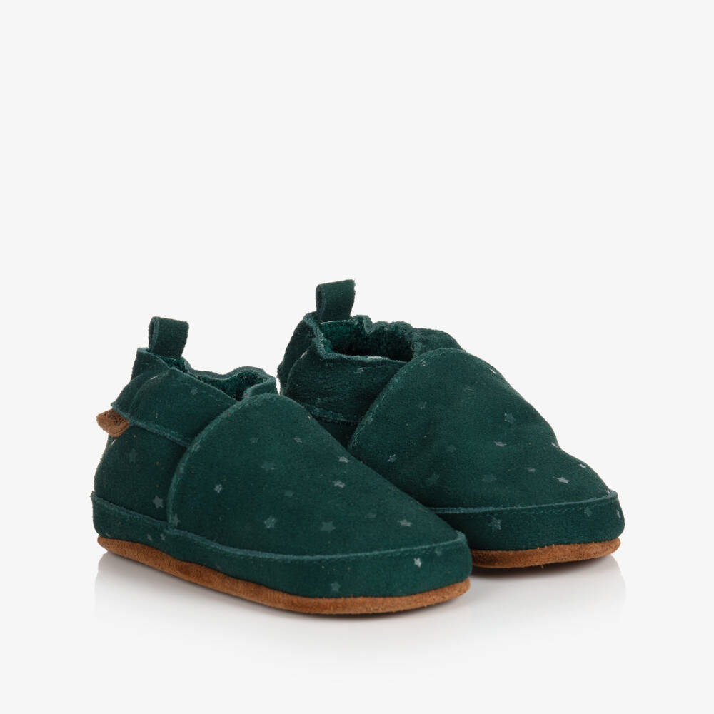 EN FANT-Green Suede Star Slippers | Childrensalon Outlet