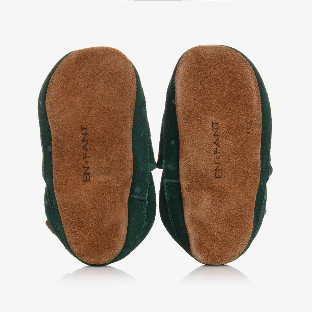 EN FANT-Green Suede Star Slippers | Childrensalon Outlet
