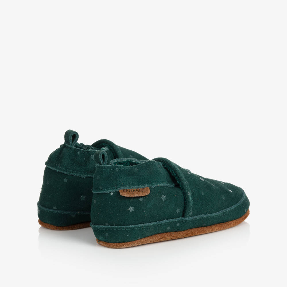 EN FANT-Green Suede Star Slippers | Childrensalon Outlet