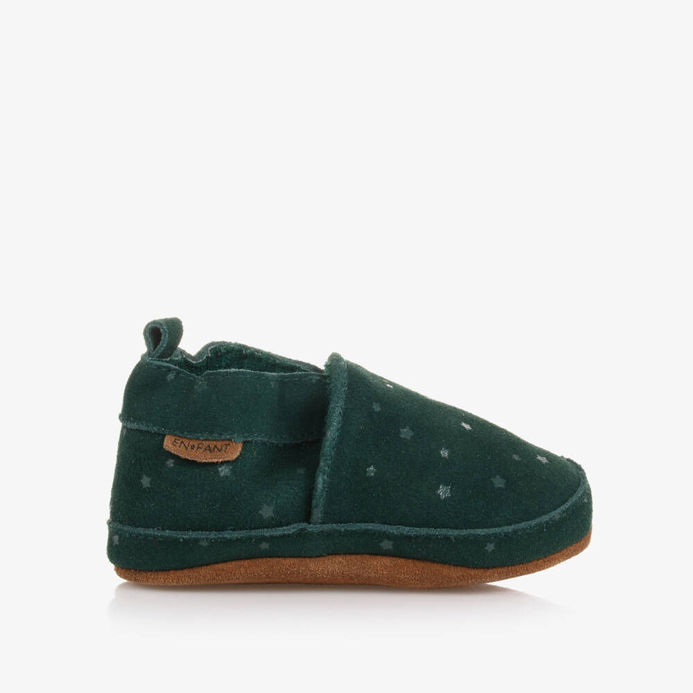 EN FANT-Green Suede Star Slippers | Childrensalon Outlet