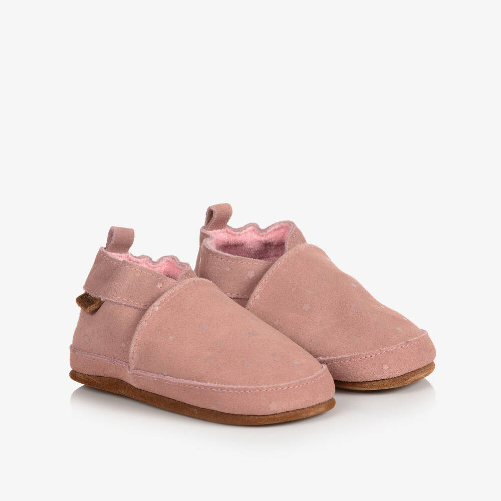 EN FANT-Pink Suede Star Slippers | Childrensalon Outlet