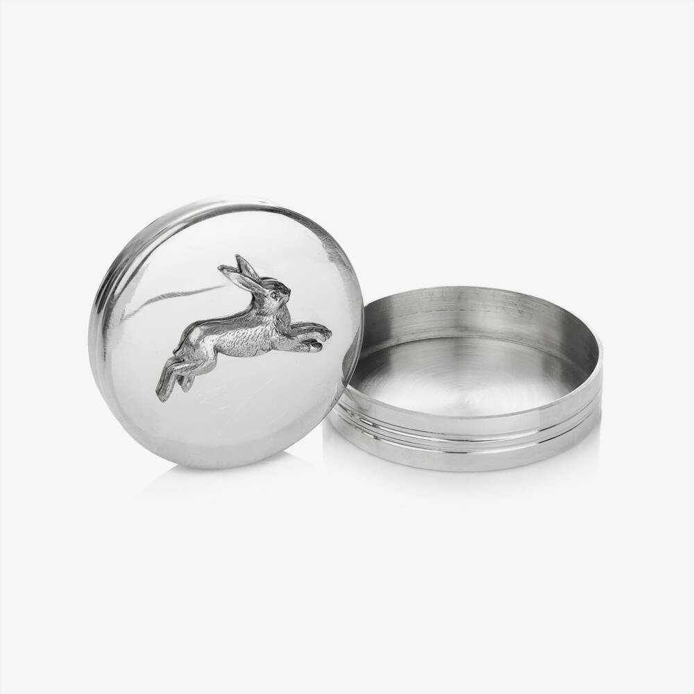English Trousseau-Dashing Hare Pewter Keepsake Box | Childrensalon Outlet