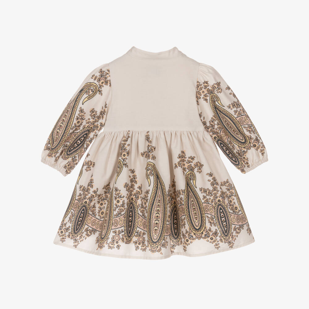 Etro-Baby Girls Beige Cotton Paisley Dress | Childrensalon Outlet