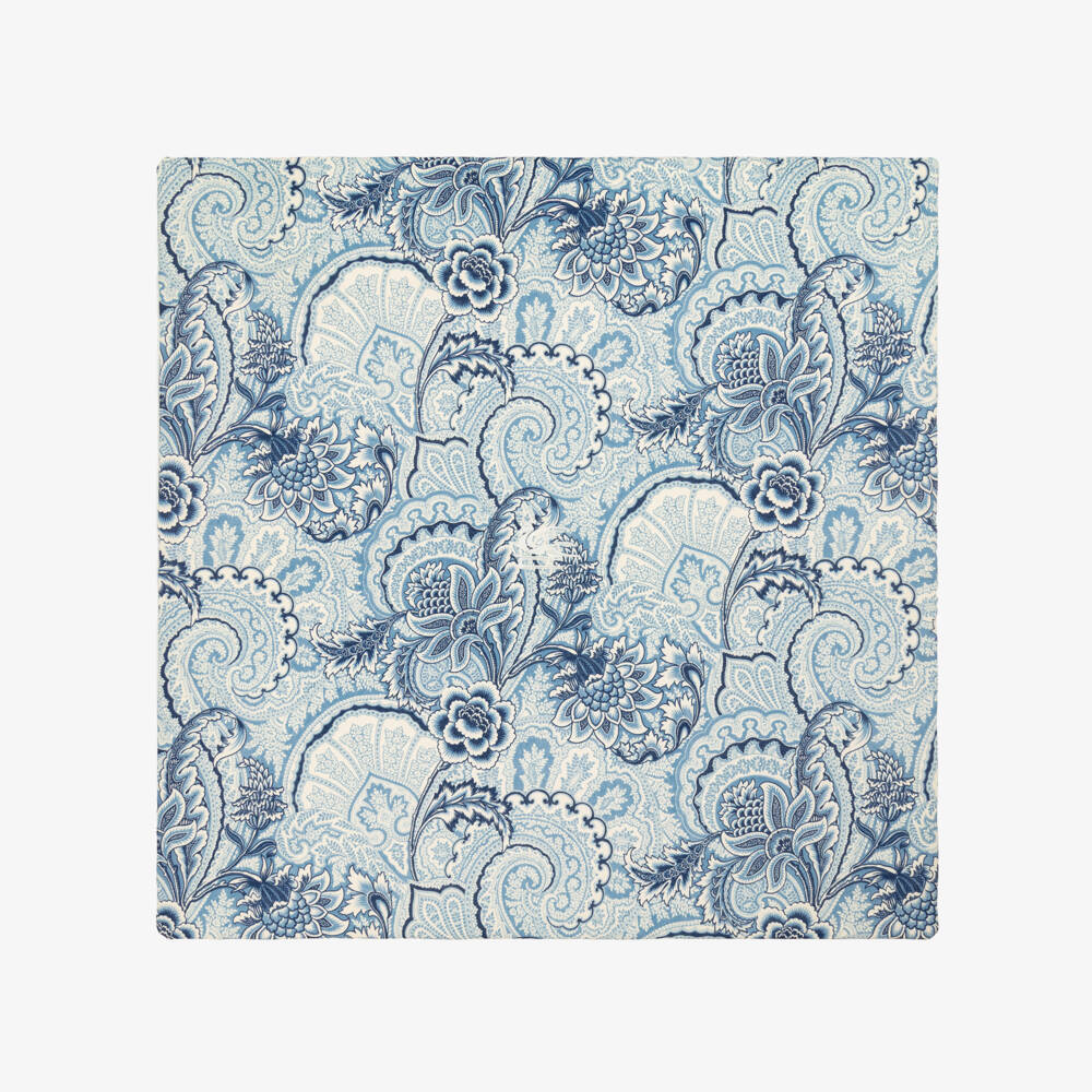 Etro-Blue Cotton Paisley Padded Blanket (80cm) | Childrensalon Outlet