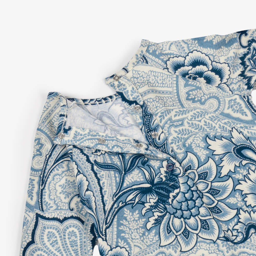 Etro-Blue Cotton Paisley Print Babysuit Gift Set | Childrensalon Outlet
