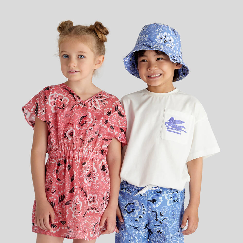 Etro-Blue Floral Paisley Print Cotton Bucket Hat | Childrensalon Outlet