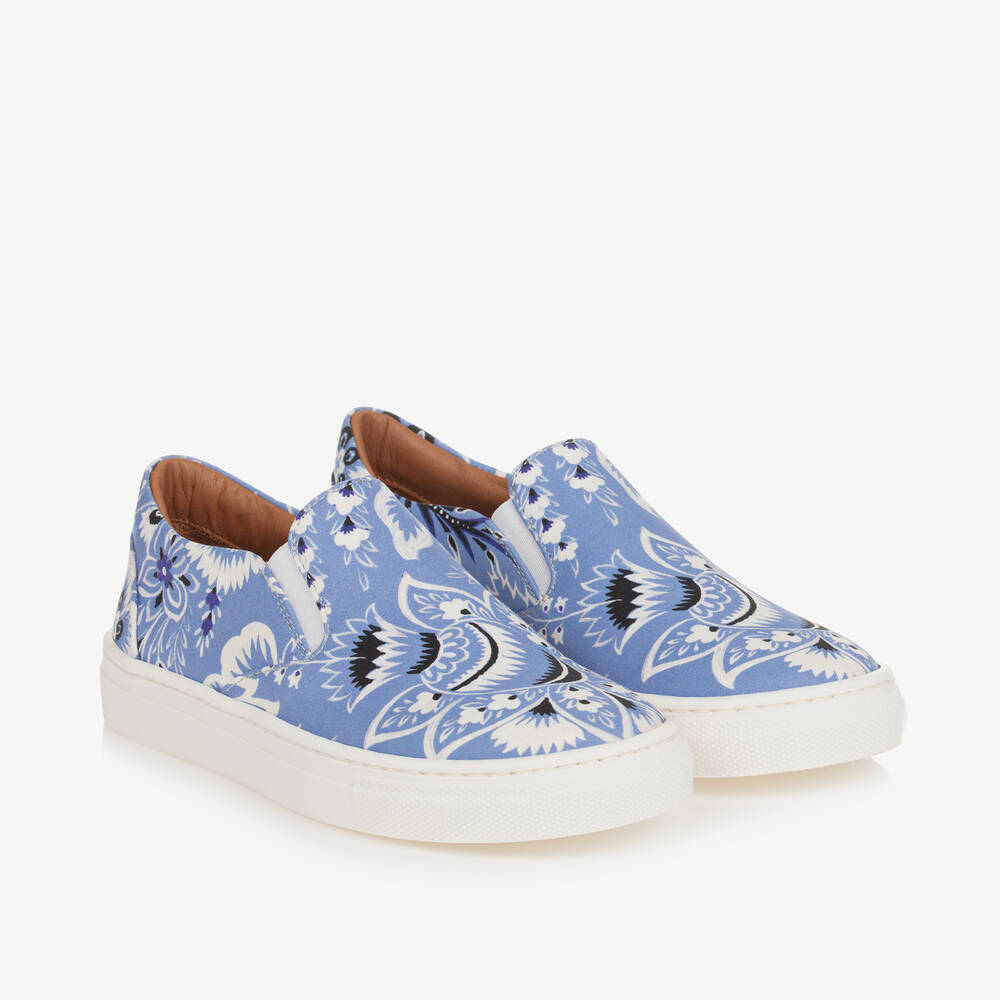 Blue Floral Paisley Slip On Trainers Childrensalon Outlet