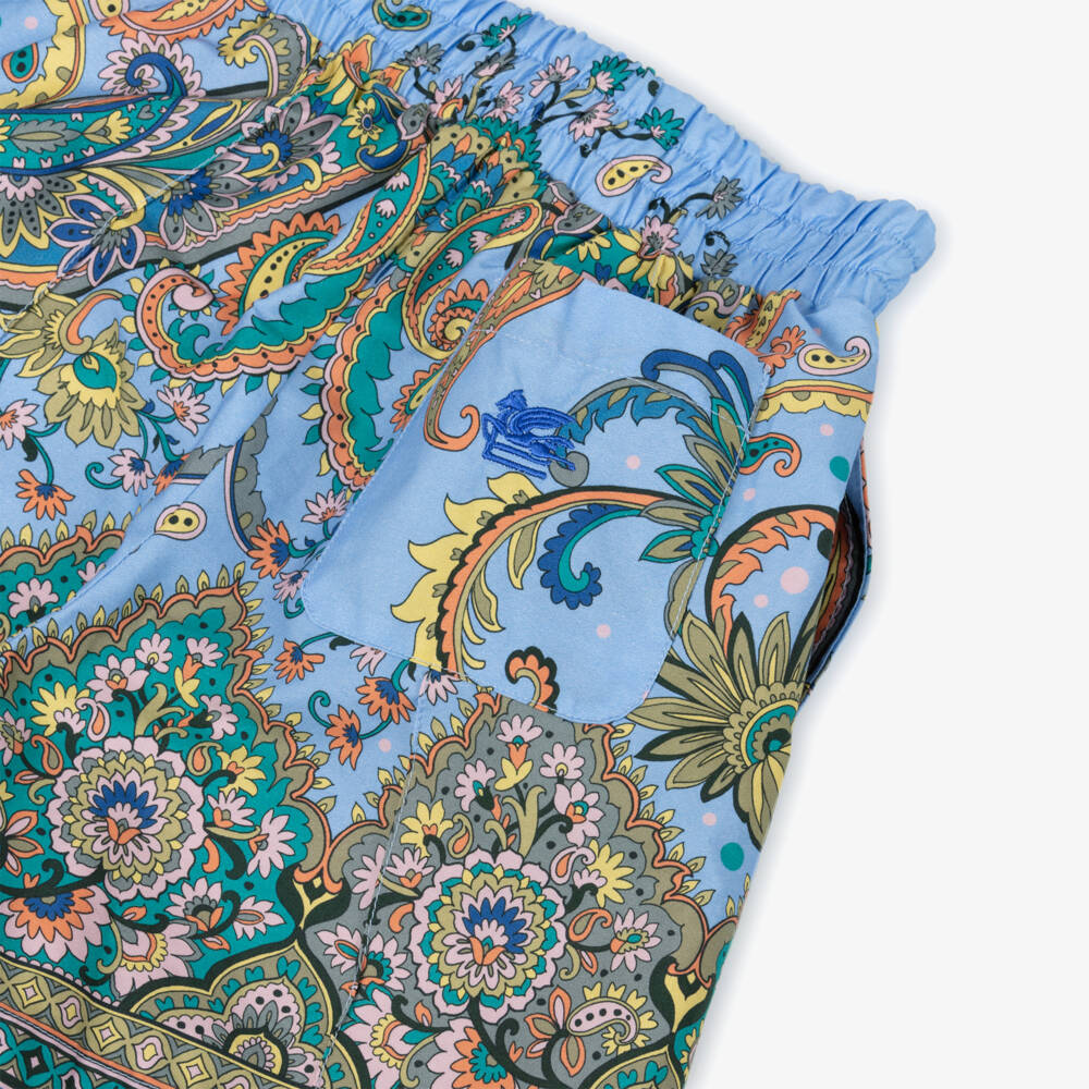 Etro-Шорты из хлопка с узором пейсли для мальчиков в лазурном цвете | Childrensalon Outlet