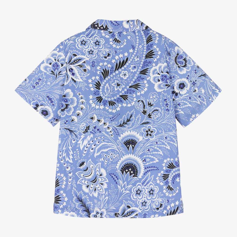 Etro-Boys Blue Floral Paisley Cotton Shirt | Childrensalon Outlet