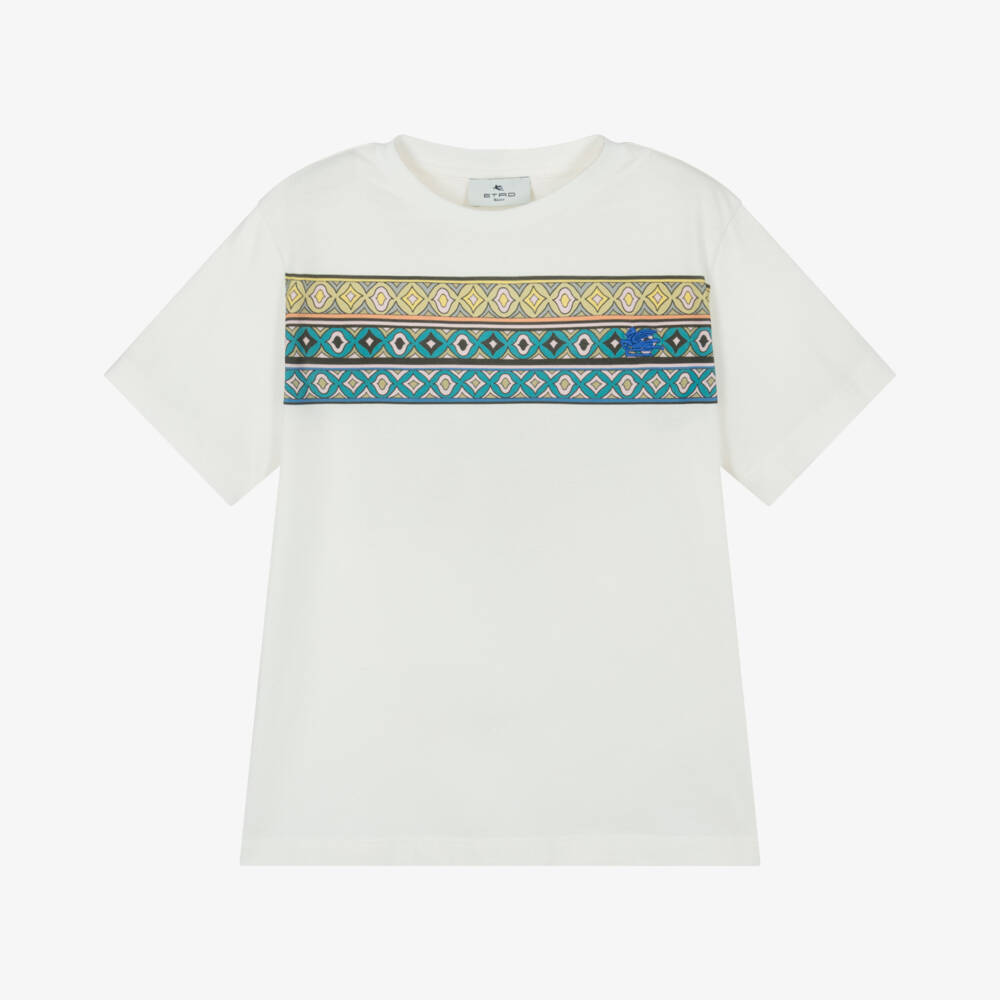 Etro-تيشيرت كاجوال قطني بلون كريمي للأولاد | Childrensalon Outlet