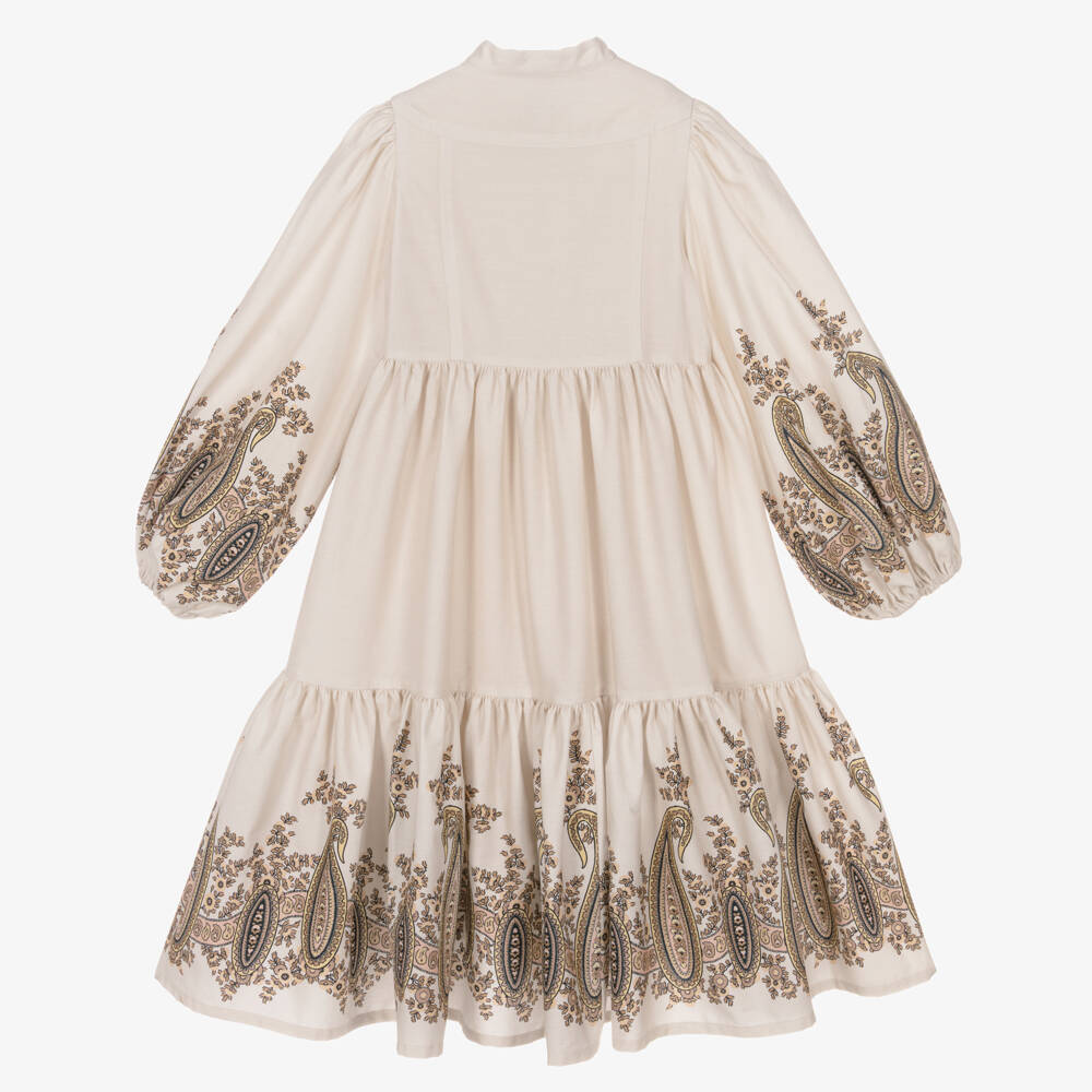 Etro-Girls Beige Cotton Paisley Dress | Childrensalon Outlet