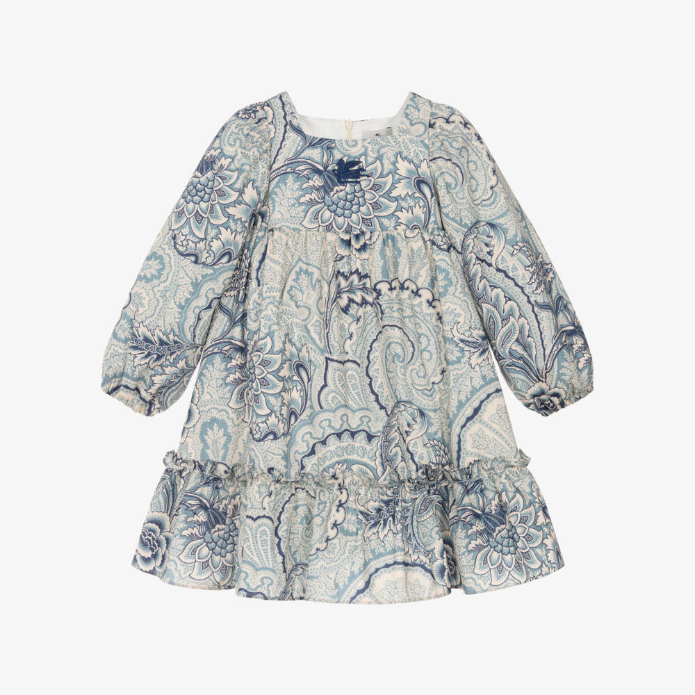 Etro-Girls Blue Cotton Paisley Print Dress | Childrensalon Outlet