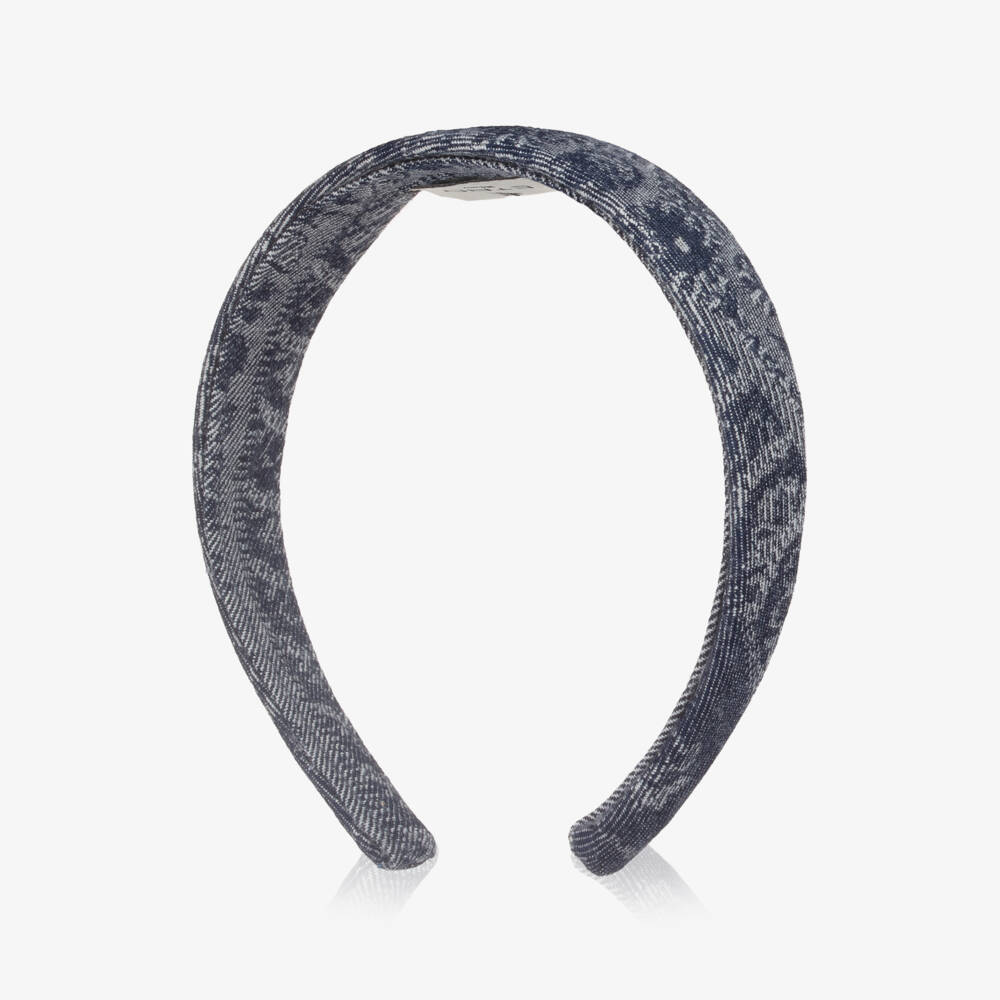 Etro-Girls Blue Paisley Jacquard Cotton Hairband | Childrensalon Outlet