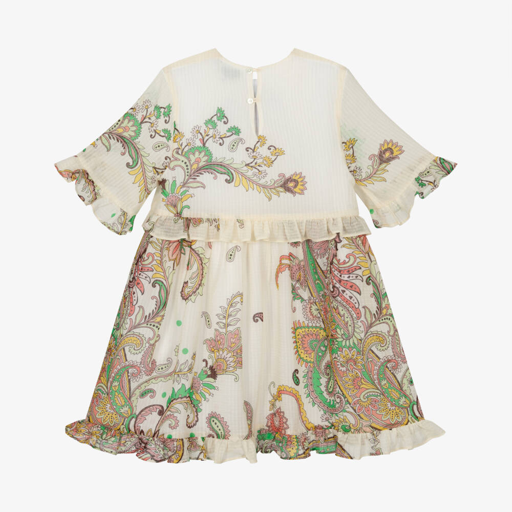 Etro-Girls Elegant Ivory Paisley Gown | Childrensalon Outlet