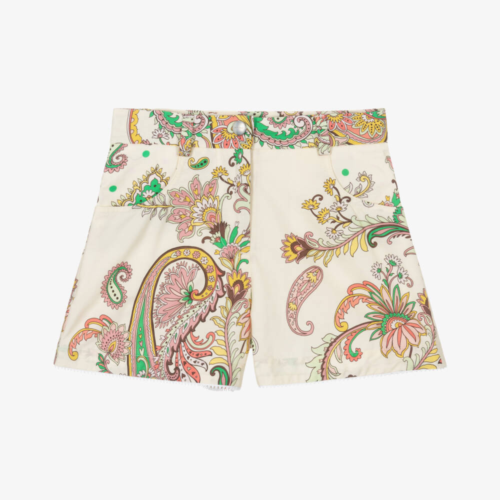 Etro-شورت عاجي أنيق بنقشة للبنات | Childrensalon Outlet