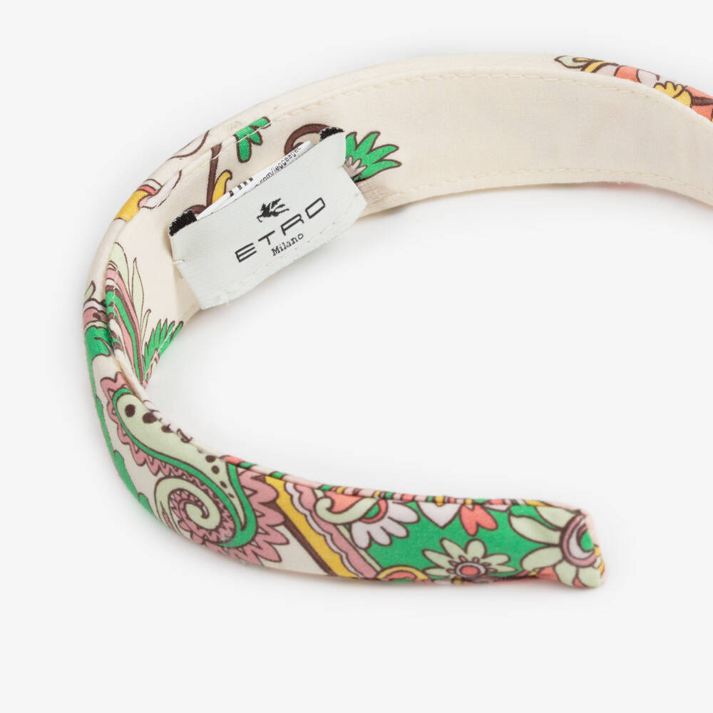 Etro-Girls Elegant Ivory Print Headband | Childrensalon Outlet