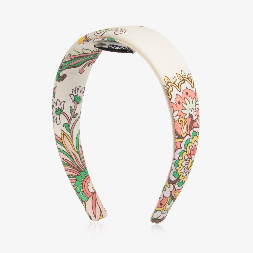 Etro-Girls Elegant Ivory Print Headband | Childrensalon Outlet