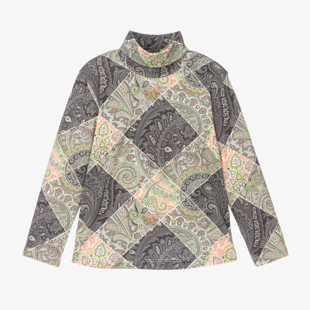 Etro-Girls Green Paisley Knit Top | Childrensalon Outlet