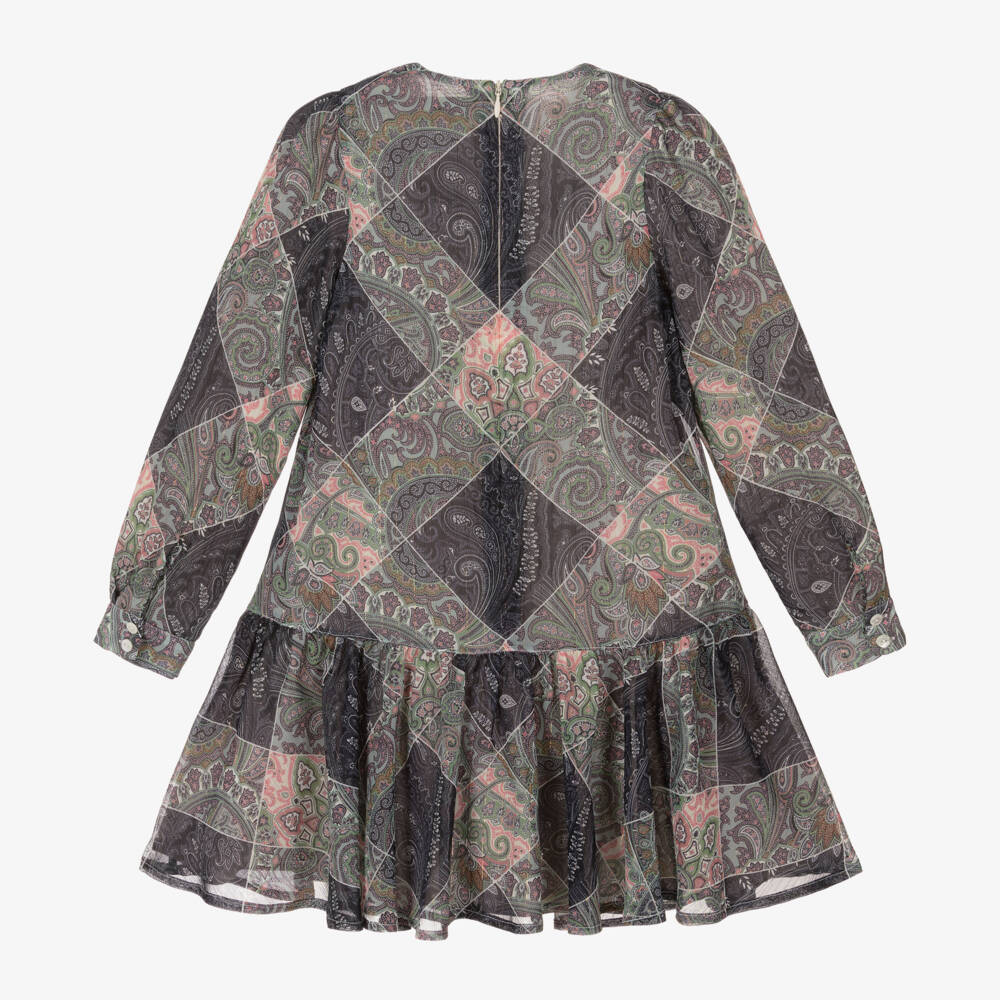 Etro-Girls Indigo Paisley Chiffon Gown | Childrensalon Outlet