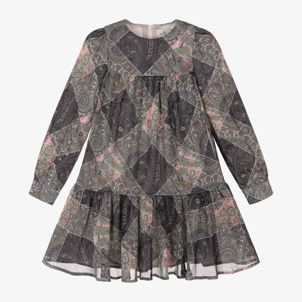 Etro-Girls Indigo Paisley Chiffon Gown | Childrensalon Outlet
