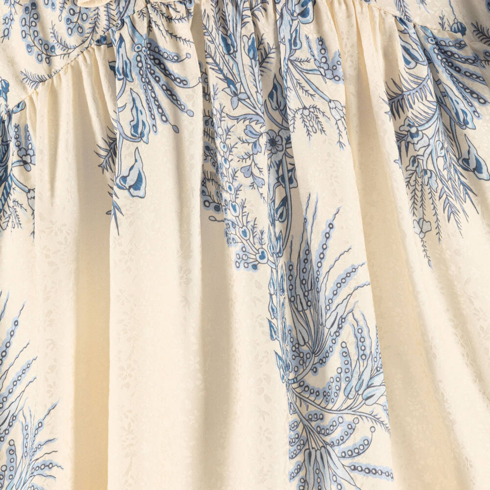 Etro-Girls Ivory & Blue Floral Print Dress with Ruffles | Childrensalon Outlet